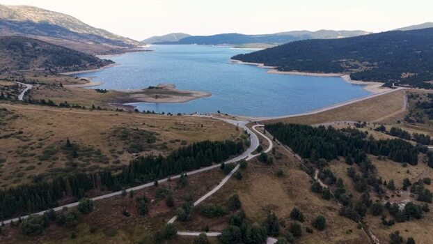 Aerial view of Belmeken Dam in Pazardzhik Bulgaria. Aerial view of Belmeken Dam in Pazardzhik Bulgaria.