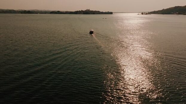Aerial view of Island of Flores on Lake Peten Itza Guatemala.