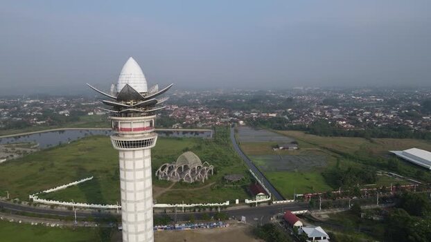 Aerial view of Menara Pandang Teratai tower Indonesia. Aerial view of Menara Pandang Teratai tower Indonesia.