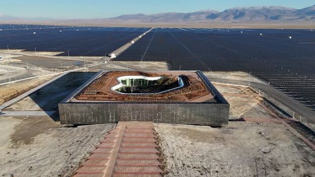 Aerial view of Karapinar Solar Power Plant Turkiye.