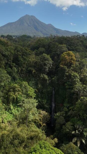 Aerial view of Baung Waterfall in East Java Indonesia.
