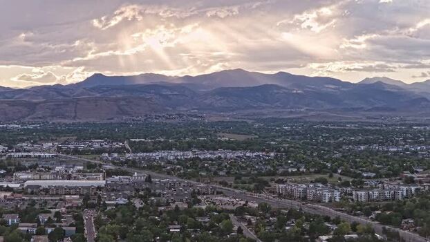 Aerial view of Denver and the Rocky Mountains United States.