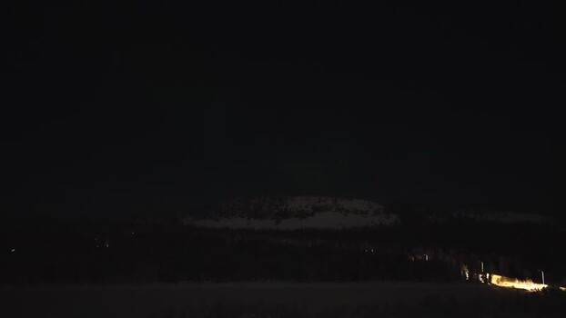 Aerial view of Luosto hill at night in Sodankyla Finland. Aerial view of Luosto hill at night in Sodankyla Finland.