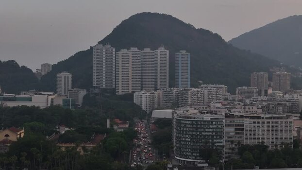 Aerial view of Avenida Venceslau Bras and city skyline Brazil.