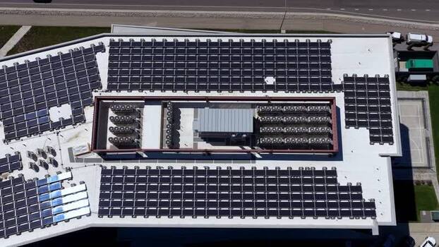 Aerial view of Weave building solar panels in Lehi United States.