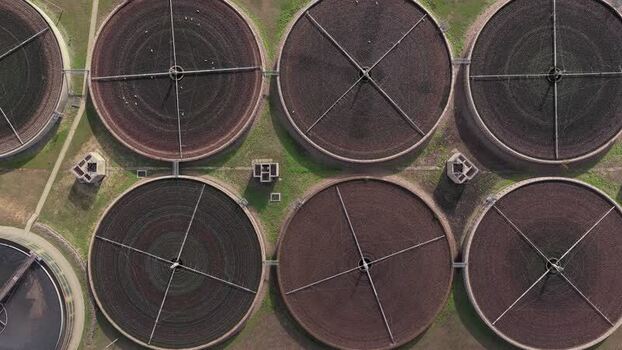 Aerial view of water treatment plant in Aylesford United Kingdom. Aerial view of water treatment plant in Aylesford United Kingdom.