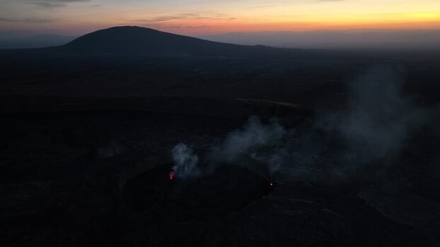 Aerial view of Danakil Desert volcanic crater at dusk Ethiopia. Aerial view of Danakil Desert volcanic crater at dusk Ethiopia.