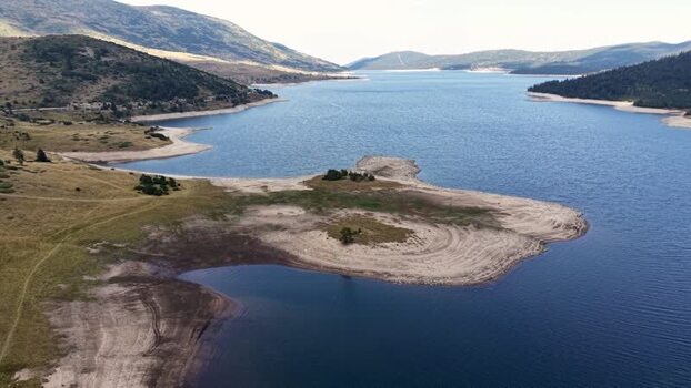 Aerial view of Belmeken Dam in Pazardzhik Bulgaria. Aerial view of Belmeken Dam in Pazardzhik Bulgaria.
