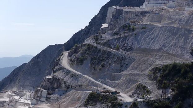 Aerial view of marble quarries in Colonnata Italy. Aerial view of marble quarries in Colonnata Italy.