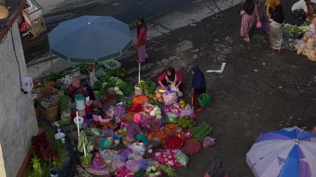 Aerial view of a local vegetable market in Kemalang Indonesia. Aerial view of a local vegetable market in Kemalang Indonesia.