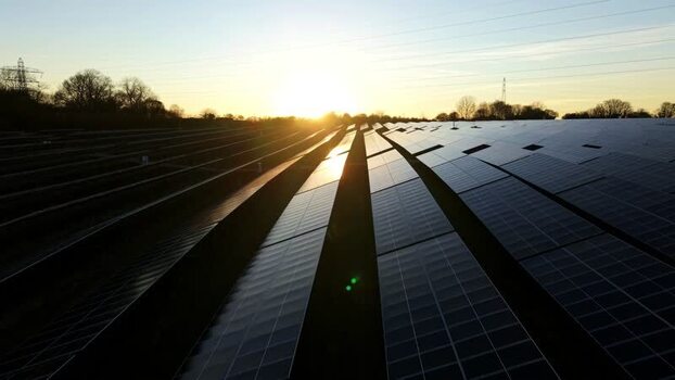 Aerial view of Tye Lane Solar farm United Kingdom. Aerial view of Tye Lane Solar farm United Kingdom.