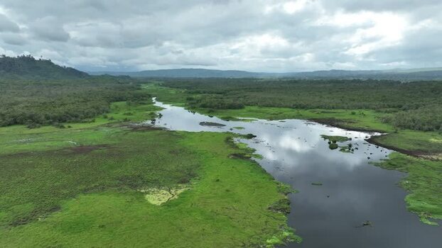 Aerial view of Rawa Bento wetland in Gunung Tujuh Indonesia. Aerial view of Rawa Bento wetland in Gunung Tujuh Indonesia.