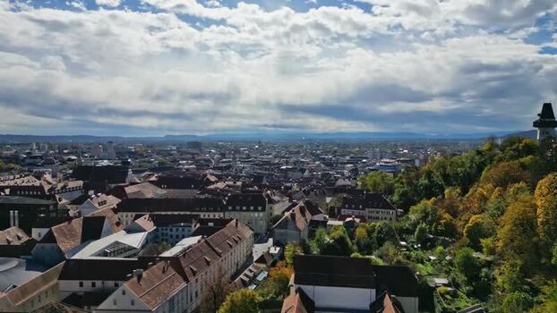 Aerial view of the historic city center and rooftops in Graz Austria. Aerial view of the historic city center and rooftops in Graz Austria.