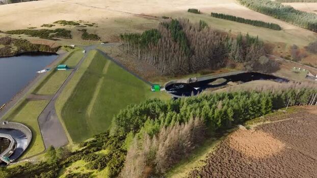 Aerial view of Whiteadder Reservoir and forests United Kingdom. Aerial view of Whiteadder Reservoir and forests United Kingdom.