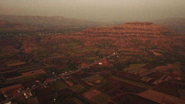 Aerial view of Sahyadri Mountains landscape near Karad India. Aerial view of Sahyadri Mountains landscape near Karad India.