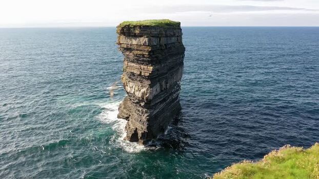 Aerial view of Dun Briste Sea Stack in Ballycastle Ireland. Aerial view of Dun Briste Sea Stack in Ballycastle Ireland.
