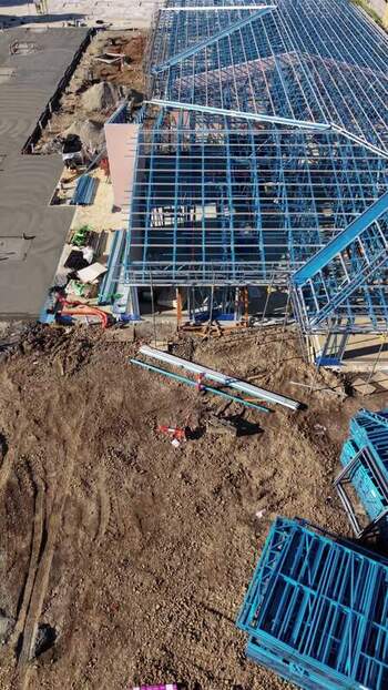 Aerial view of construction site in Lynbrook Australia.