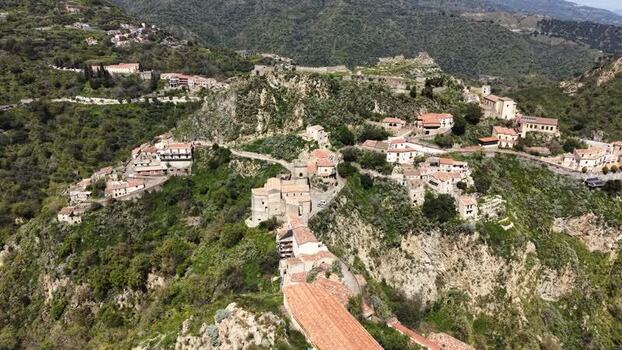 Aerial view of the hilltop village of Savoca Italy. Aerial view of the hilltop village of Savoca Italy.