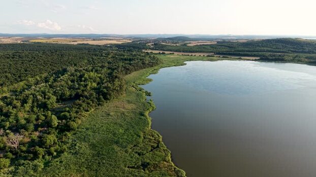 Aerial view of Lake Mandrensko in Burgas Bulgaria. Aerial view of Lake Mandrensko in Burgas Bulgaria.