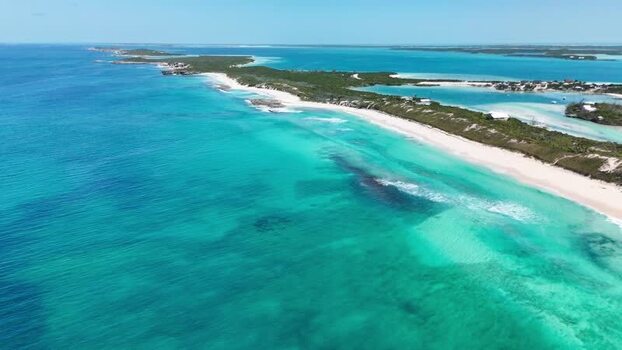 Aerial view of Stocking Island Beach and turquoise sea The Bahamas. Aerial view of Stocking Island Beach and turquoise sea The Bahamas.