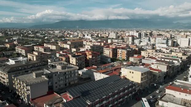Aerial view of the urban landscape and rooftops in Scafati Italy. Aerial view of the urban landscape and rooftops in Scafati Italy.