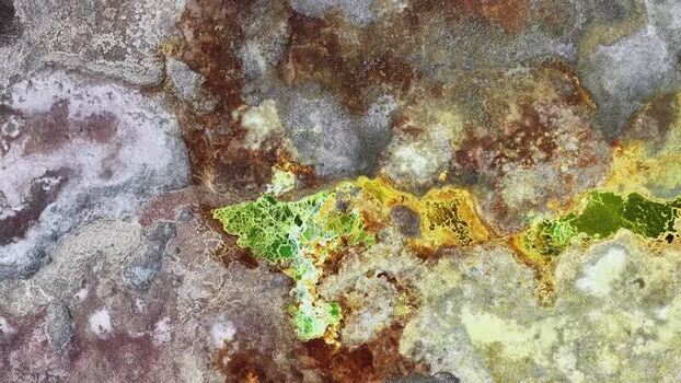 Aerial view of colorful mineral deposits in Danakil Desert Ethiopia. Aerial view of colorful mineral deposits in Danakil Desert Ethiopia.