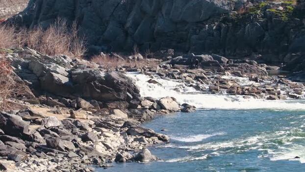 View of Great Falls Park rapids and rocky riverbank United States. View of Great Falls Park rapids and rocky riverbank United States.