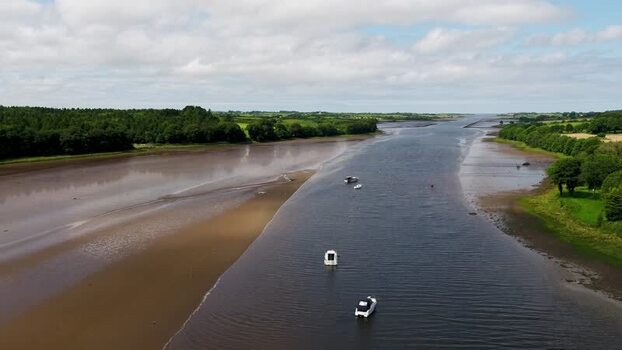 Aerial view of River Moy in Ballina Ireland.
