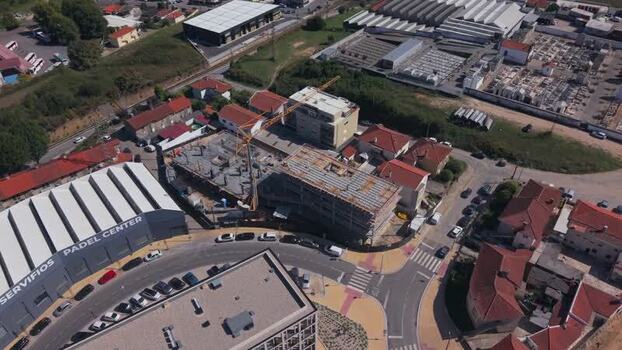 Aerial view of construction site in Barcelos Portugal.
