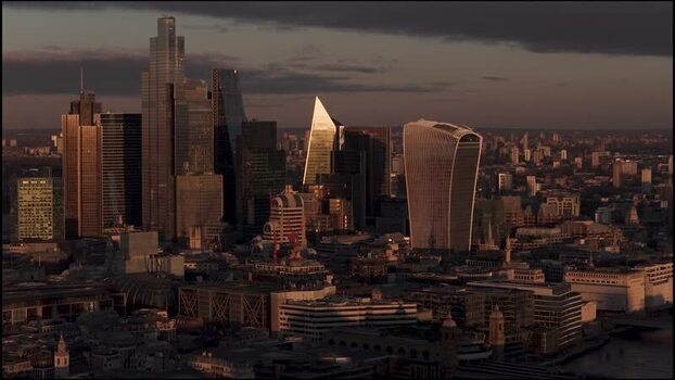 Aerial view of skyscrapers in London United Kingdom. Aerial view of skyscrapers in London United Kingdom.