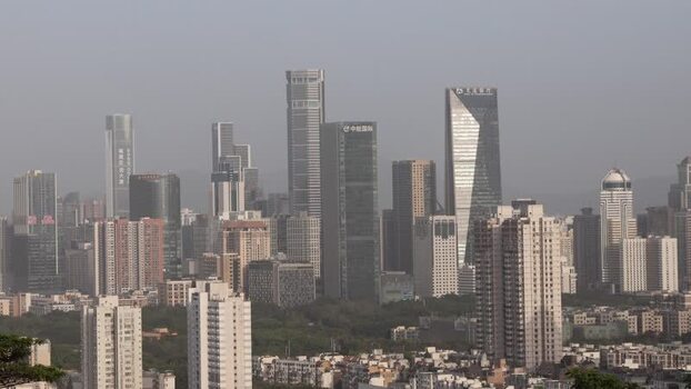 View of the modern Shenzhen skyline in China. View of the modern Shenzhen skyline in China.