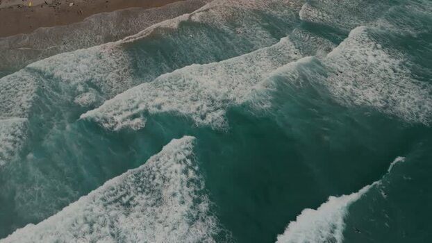 Aerial view of waves crashing at La Jolla Cove United States.