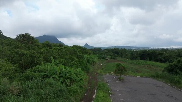 Aerial view of Trou Aux Cerfs volcano in Curepipe Mauritius.