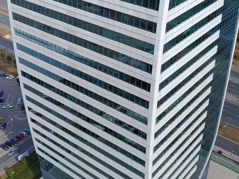Aerial view of the modern glass skyscraper in Sofia Sofia City Province Bulgaria. Aerial view of the modern glass skyscraper in Sofia Sofia City Province Bulgaria.