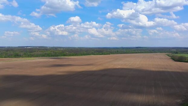 Aerial view of cultivated fields United States.