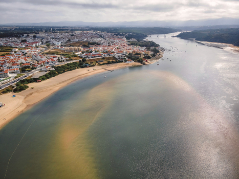 Aerial view of Vila Nova de Milfontes little township Beja Portugal.