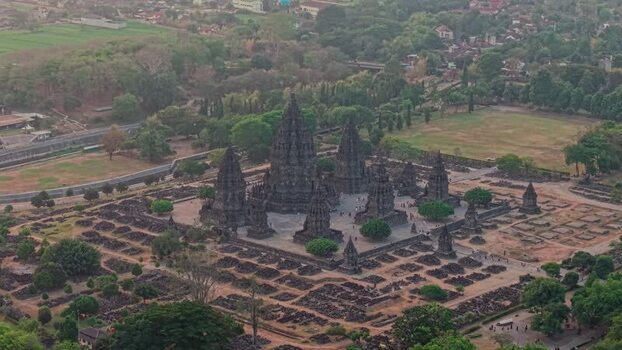 Aerial view of Prambanan Temple in Yogyakarta Indonesia. Aerial view of Prambanan Temple in Yogyakarta Indonesia.