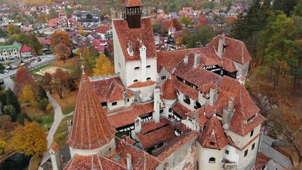 Aerial view of Bran Castle in the Carpathian Mountains Romania. Aerial view of Bran Castle in the Carpathian Mountains Romania.