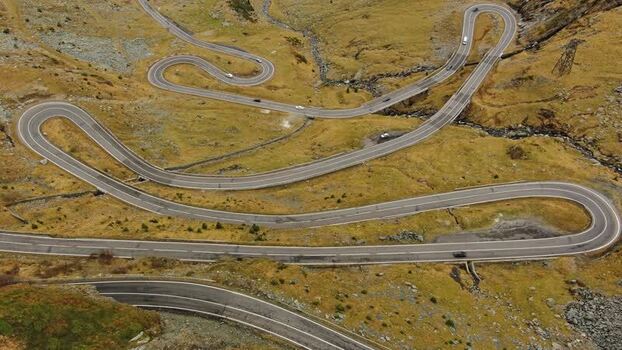 Aerial view of Transfagarasan mountain road Romania. Aerial view of Transfagarasan mountain road Romania.
