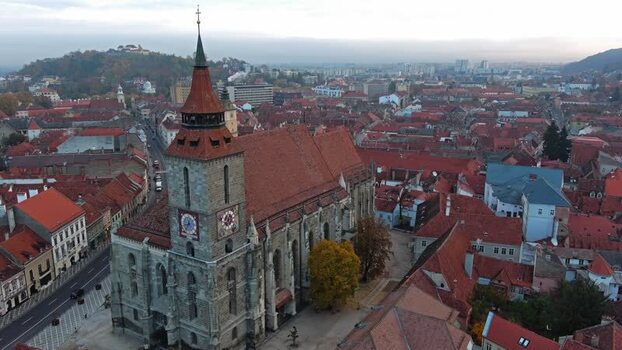 Aerial view of Black Church in Brasov Romania. Aerial view of Black Church in Brasov Romania.