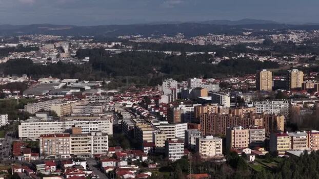Aerial view of buildings in Maia Portugal.