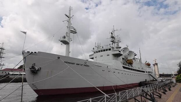 View of the Kosmonavt Viktor Patsayev ship in Kaliningrad Russia.