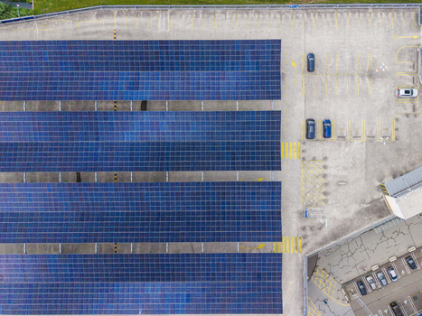 Aerial view of solar panel carports covering a parking lot at IKEA Eindhoven in Son Noord Brabant Netherlands. Aerial view of solar panel carports covering a parking lot at IKEA Eindhoven in Son Noord Brabant Netherlands.
