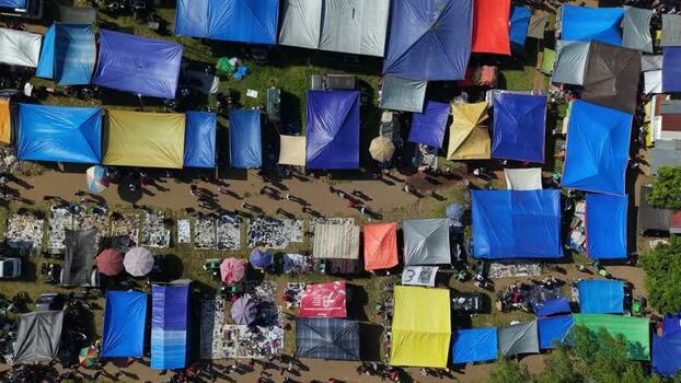 Aerial view of Bonyokan Pasar Legi market Indonesia.