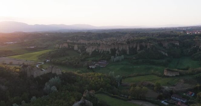 Aerial view of Balze del Valdarno rock formations at sunset Italy. Aerial view of Balze del Valdarno rock formations at sunset Italy.