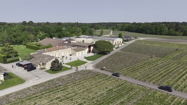 Aerial view of Domaine de Chevalier winery and vineyards France. Aerial view of Domaine de Chevalier winery and vineyards France.