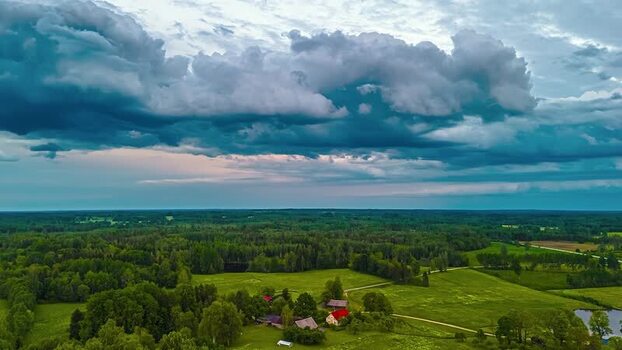 Aerial view of rural landscape and farmhouses in Latvia. Aerial view of rural landscape and farmhouses in Latvia.