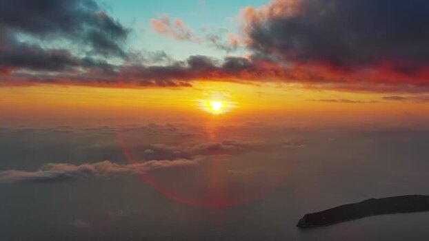 Aerial view of sunset over the Adriatic Sea in Montenegro. Aerial view of sunset over the Adriatic Sea in Montenegro.