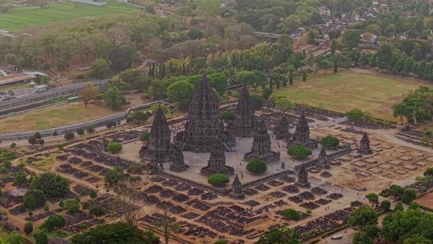 Aerial view of Prambanan Temple in Yogyakarta Indonesia. Aerial view of Prambanan Temple in Yogyakarta Indonesia.