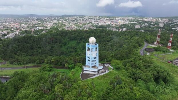Aerial view of Trou Aux Cerfs Volcano in Curepipe Mauritius.